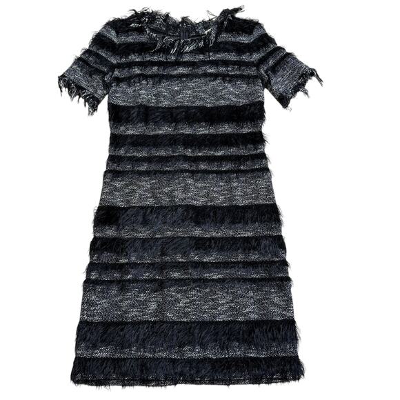 Vintage 1990s Nicole Miller Atelier Tweed Shag Short Sleeve Shift Dress Size 2 - Picture 5 of 9